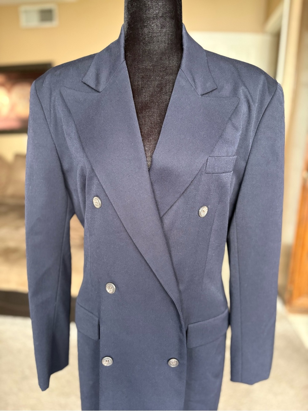 Vintage Ralph Lauren Double-Breasted Navy Blazer Dress - Picture 2 of 16
